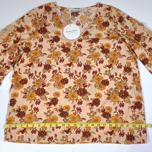 RusttyDustty NWT Size XXL Bohemia Peasant Blouse V-neck Crochet - Picture 8 of 12